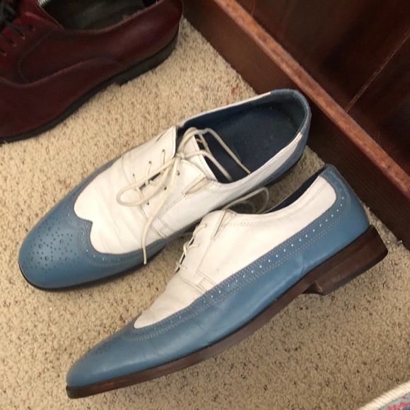 Men’s Vintage 1970s Stacy Adams Blue and white creeper dress shoes